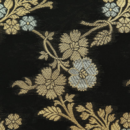 Black Color Kadwa Brocade Fabric