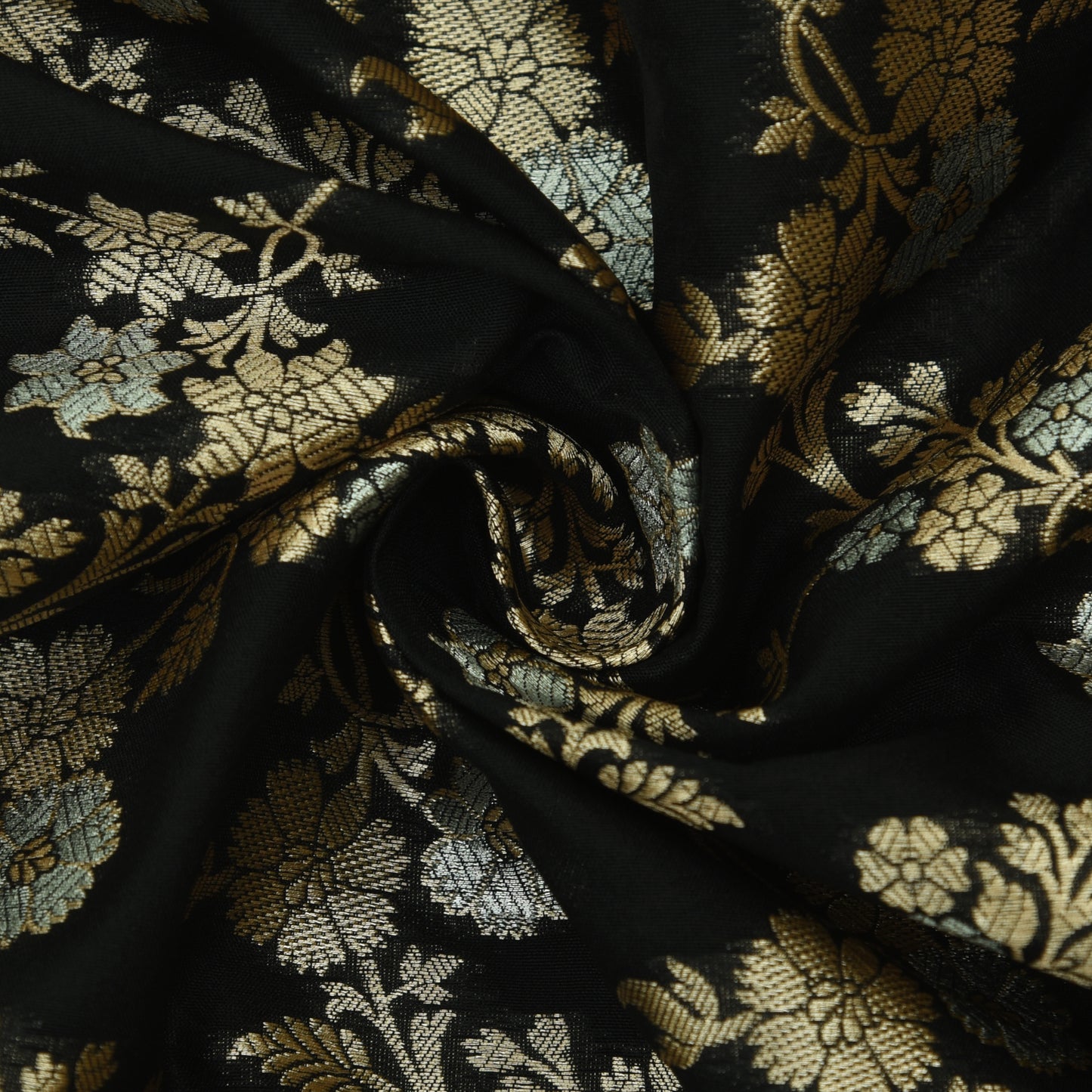 Black Color Kadwa Brocade Fabric