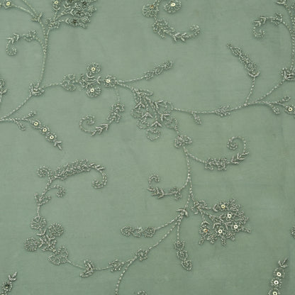 Sky Blue Color Organza Embroidery Fabric