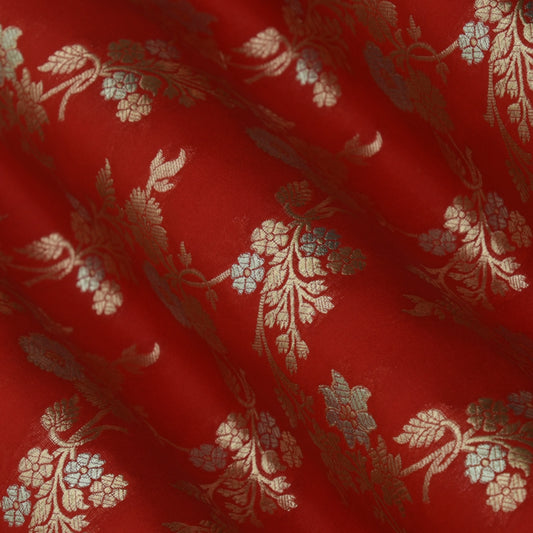 Red Color Kadwa Brocade Fabric