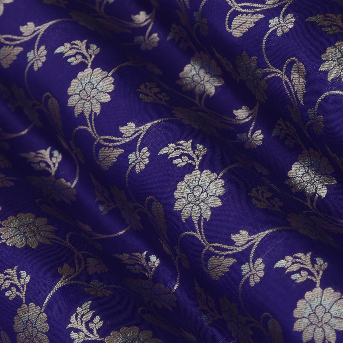 Indigo Blue Color Kadwa Brocade Fabric