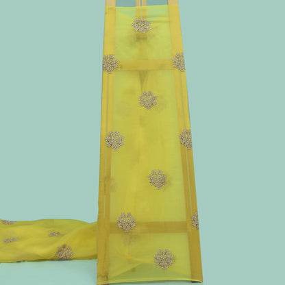 Yellow Color Organza Embroidery Fabric