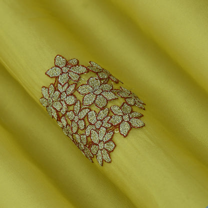 Yellow Color Organza Embroidery Fabric