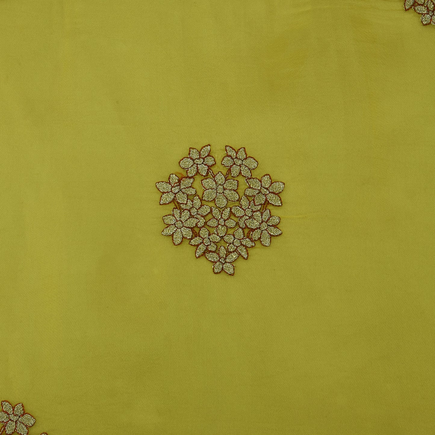 Yellow Color Organza Embroidery Fabric