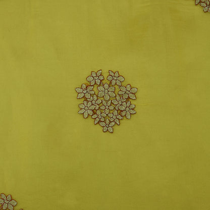 Yellow Color Organza Embroidery Fabric