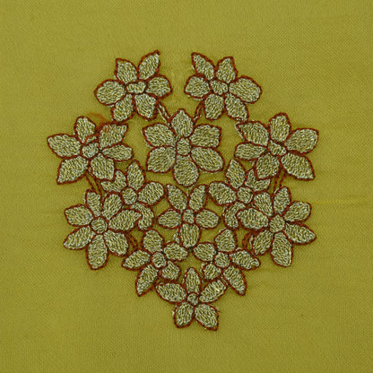 Yellow Color Organza Embroidery Fabric