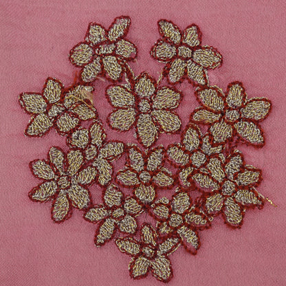 Pink Color Organza Embroidery Fabric