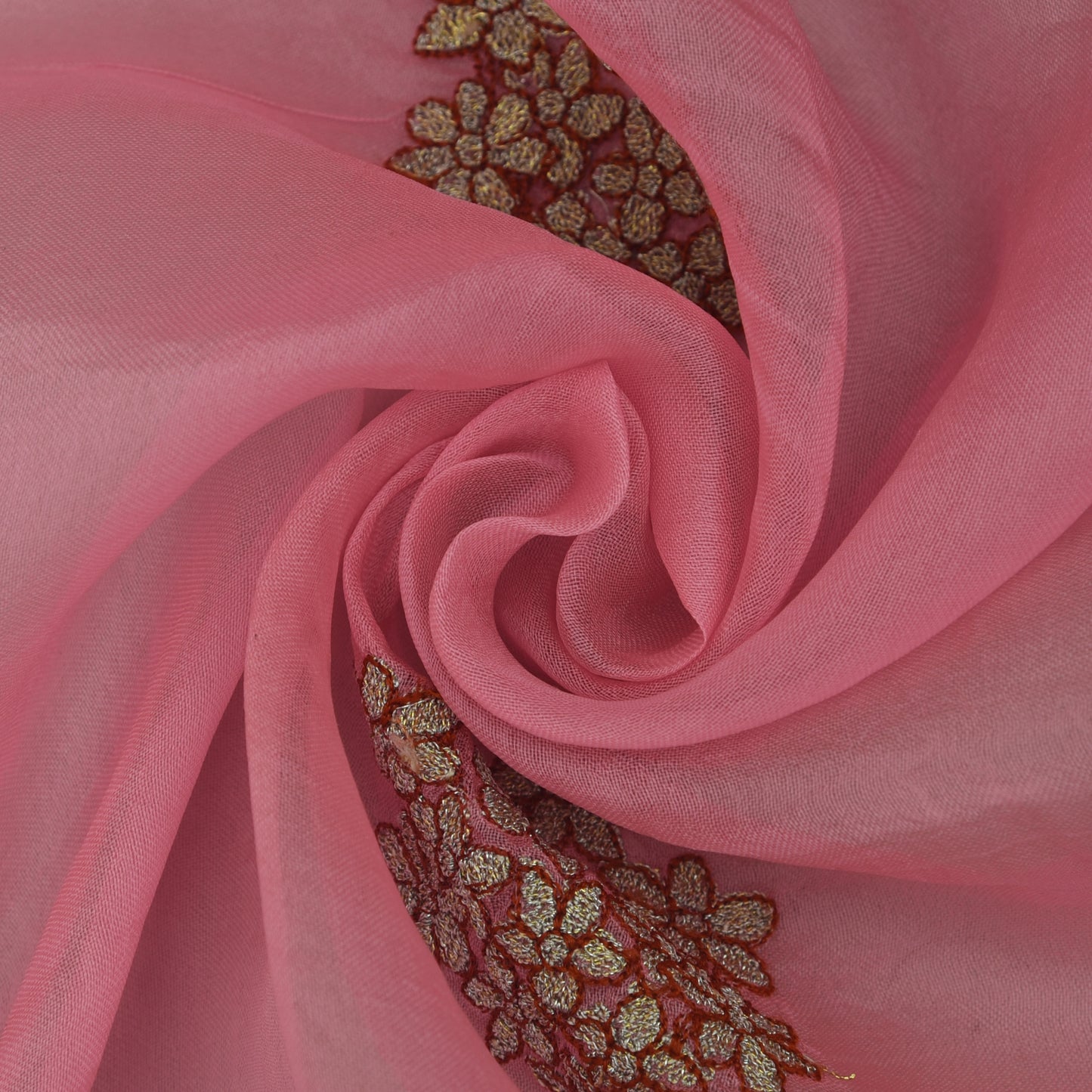 Pink Color Organza Embroidery Fabric