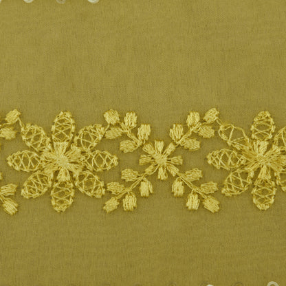 Mustard Color Organza Embroidery Fabric