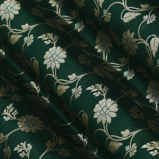 Bottle Green Color Kadwa Brocade Fabric