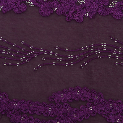 Purple Color Organza Embroidery Fabric