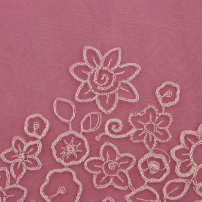 Pink Color Organza Embroidery Fabric