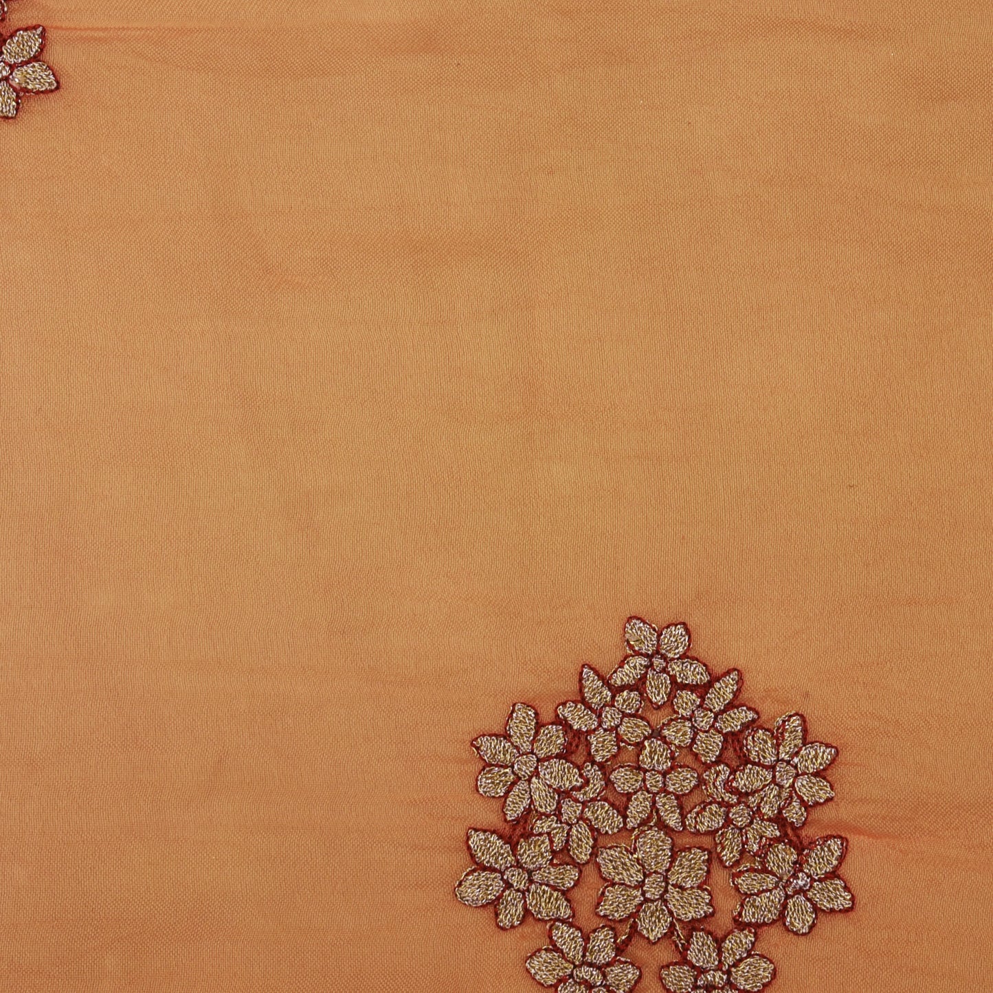 Orange Color Organza Embroidery Fabric