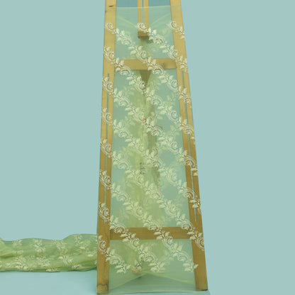 Pista Green Color Organza Embroidery Fabric