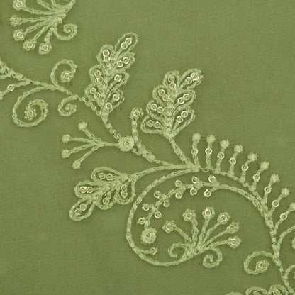 Pista Green Color Organza Embroidery Fabric