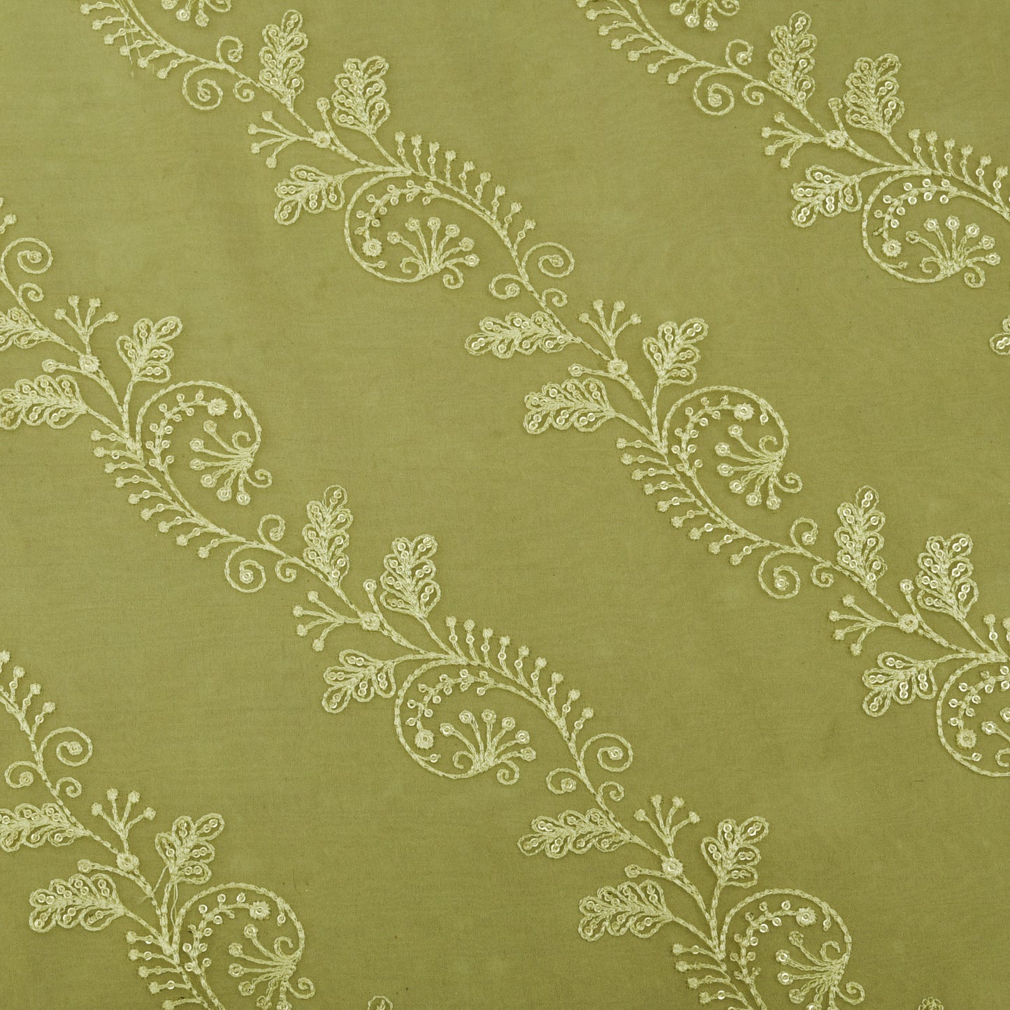 Butter Yellow Color Organza Embroidery Fabric