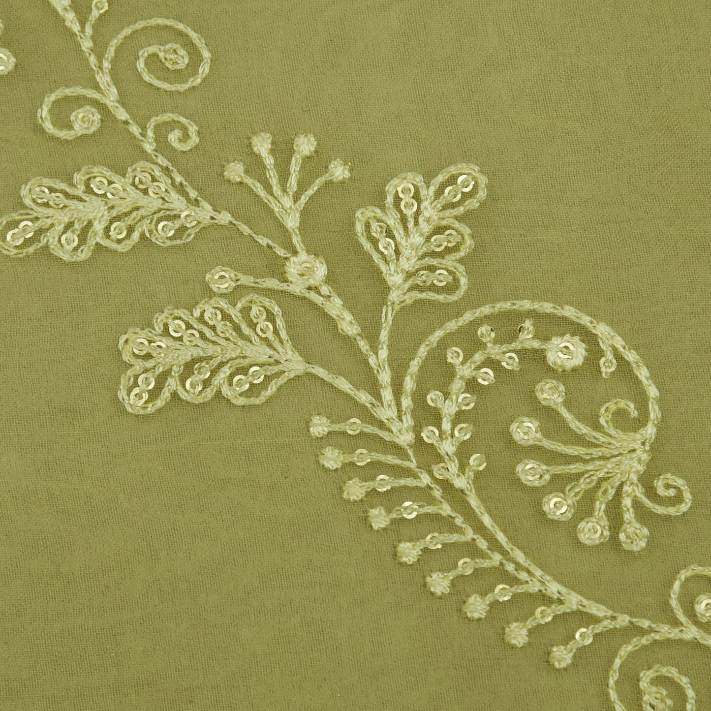 Butter Yellow Color Organza Embroidery Fabric