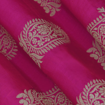 Hot Pink Color Pure Brocade Fabric