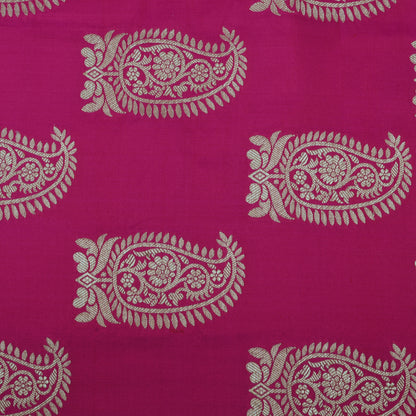 Hot Pink Color Pure Brocade Fabric