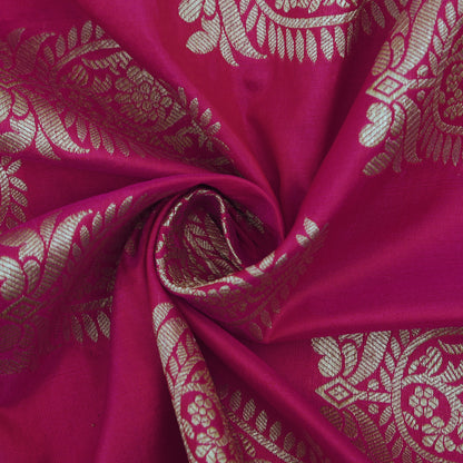 Hot Pink Color Pure Brocade Fabric
