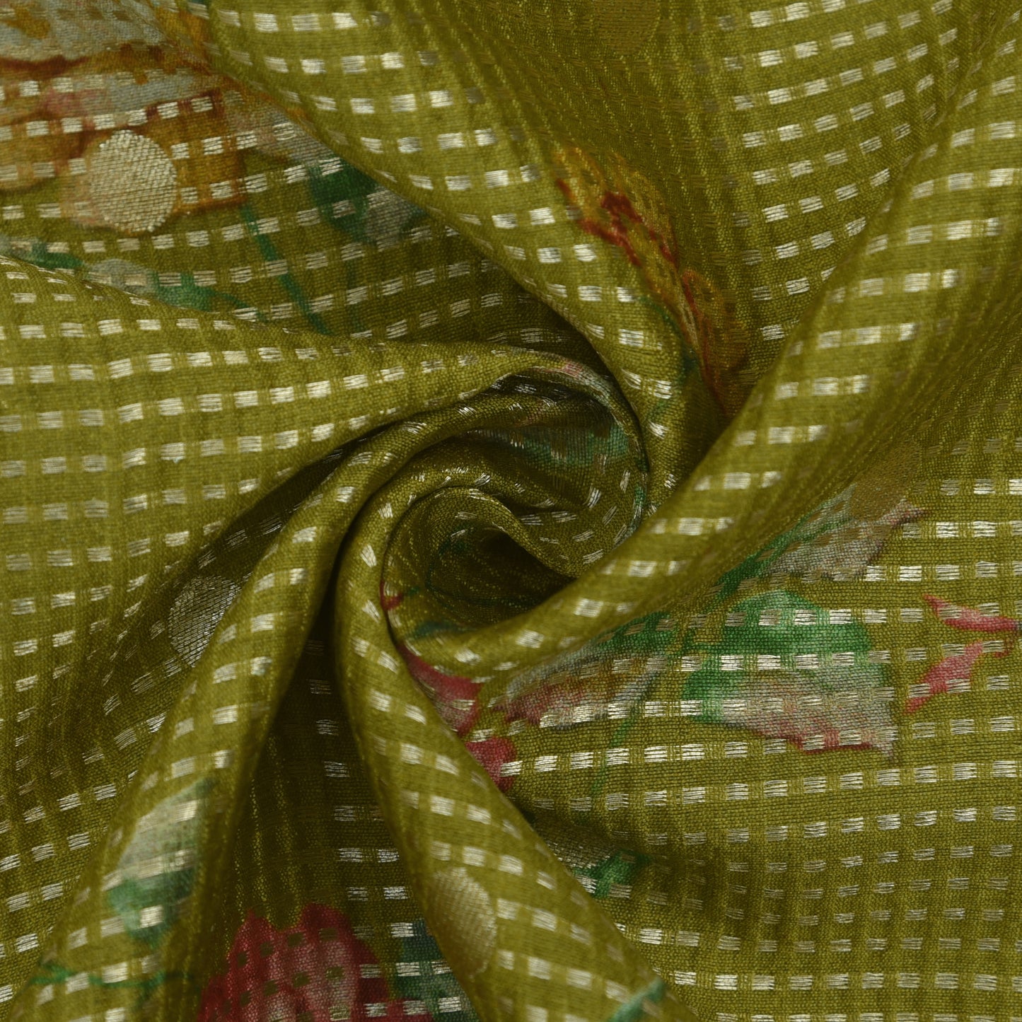 Mehandi Green Color Brocade Fabric