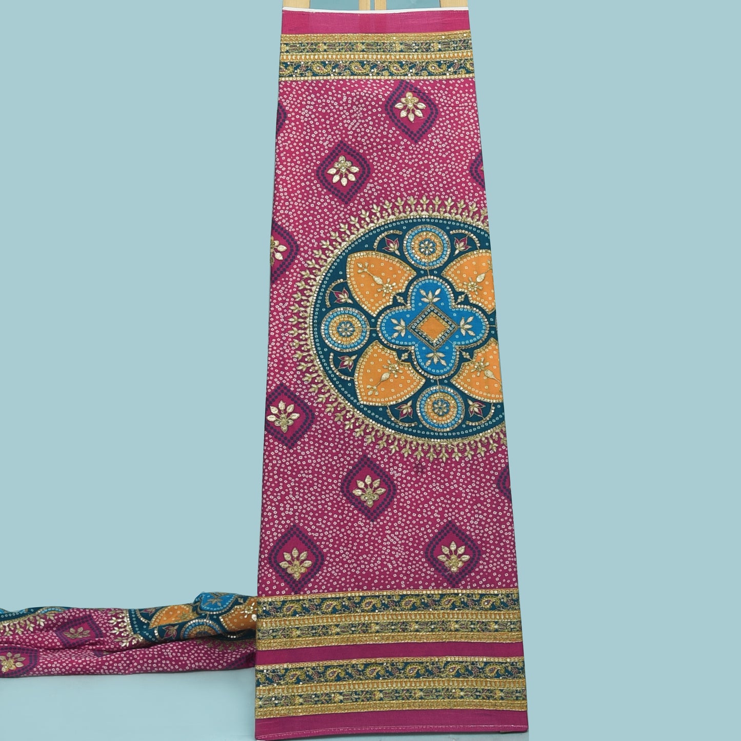 Crepe Position Print Embroidery Fabric