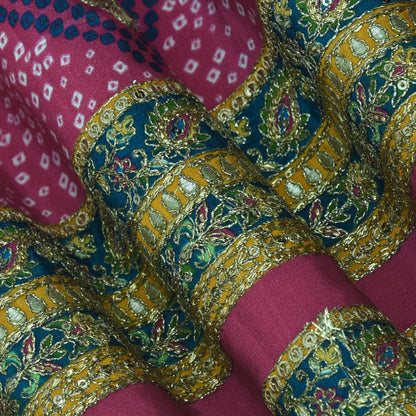 Crepe Position Print Embroidery Fabric