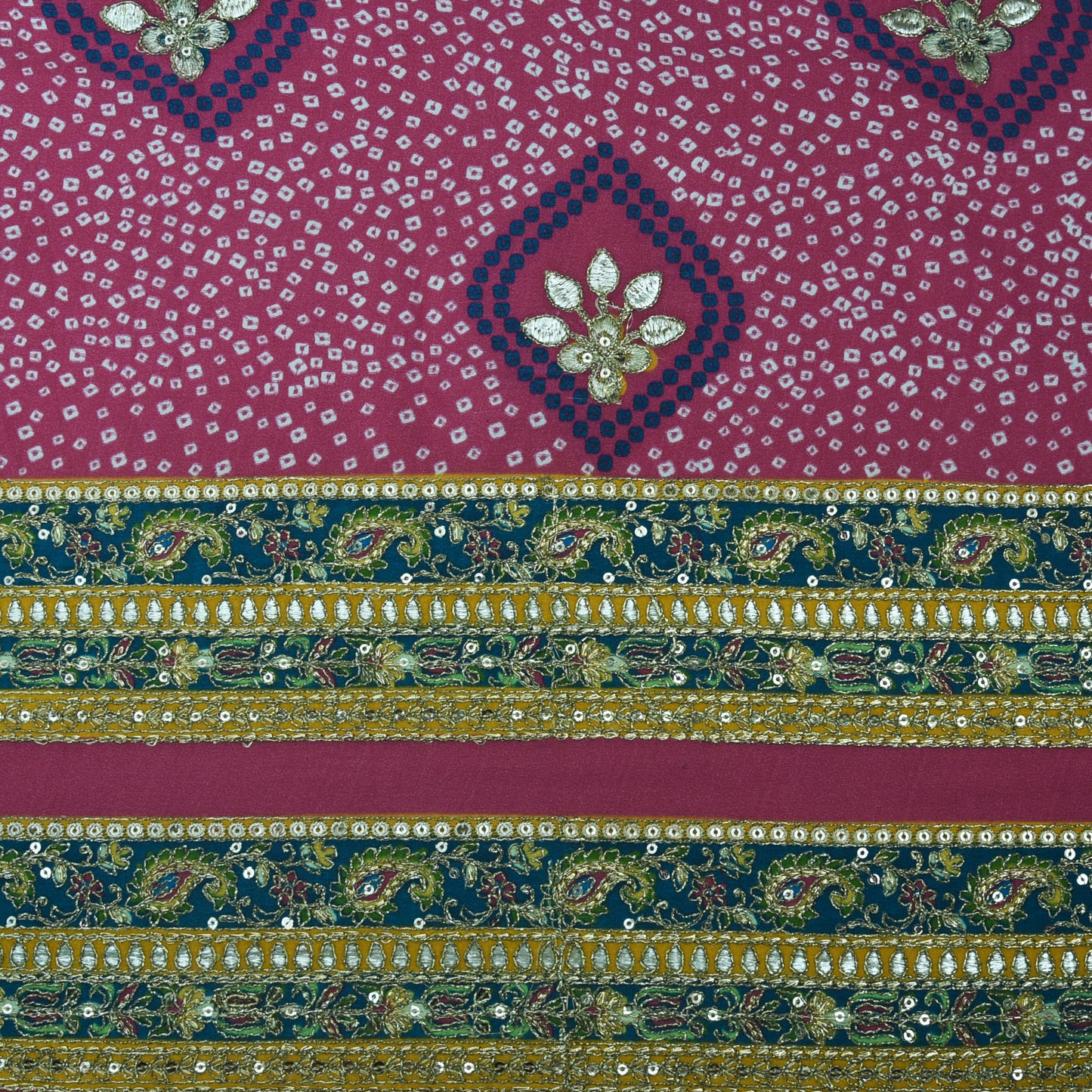 Crepe Position Print Embroidery Fabric