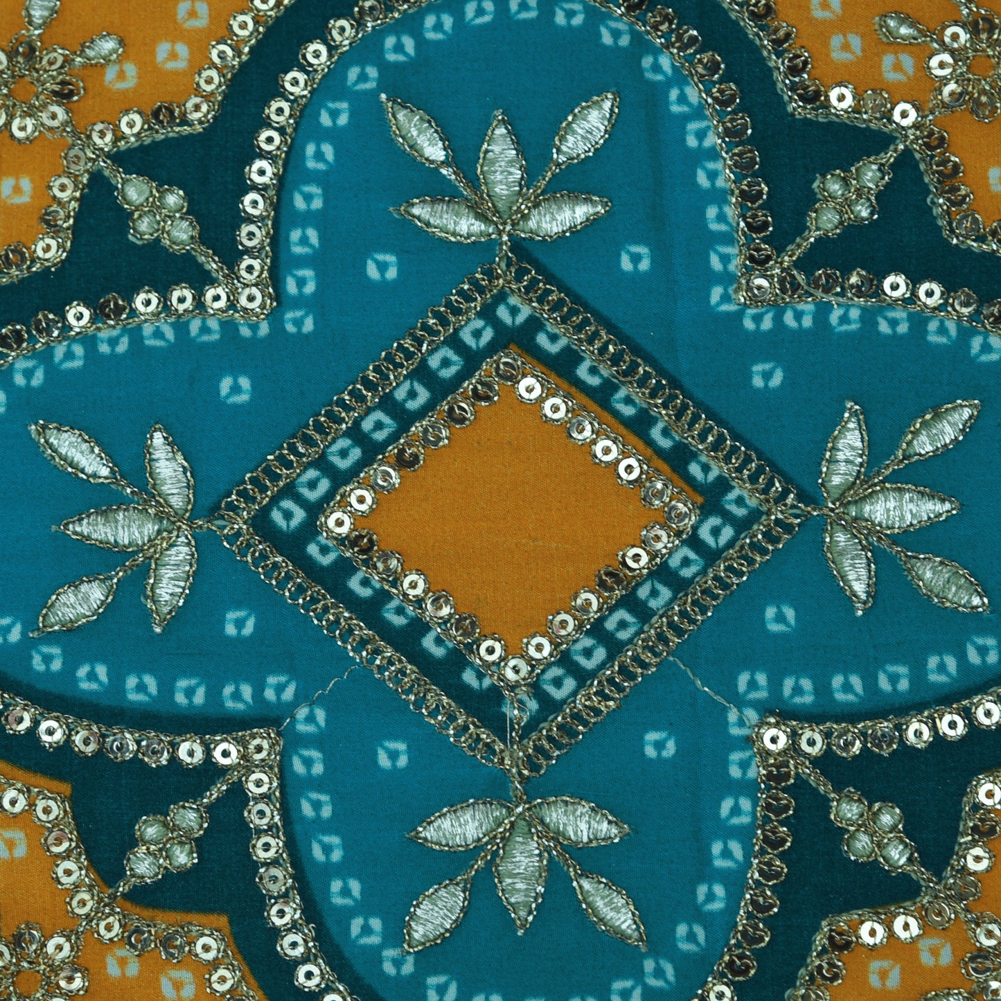 Crepe Position Print Embroidery Fabric