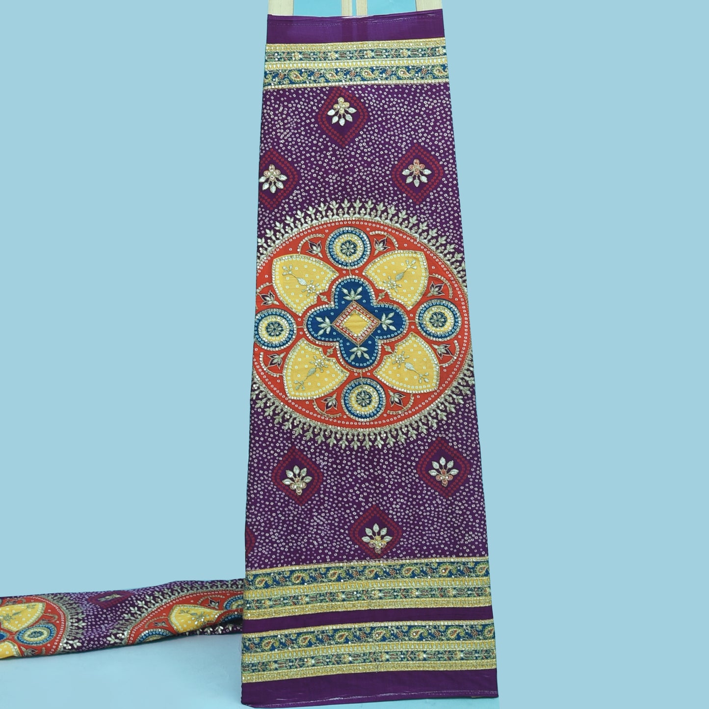 Crepe Position Print Embroidery Fabric