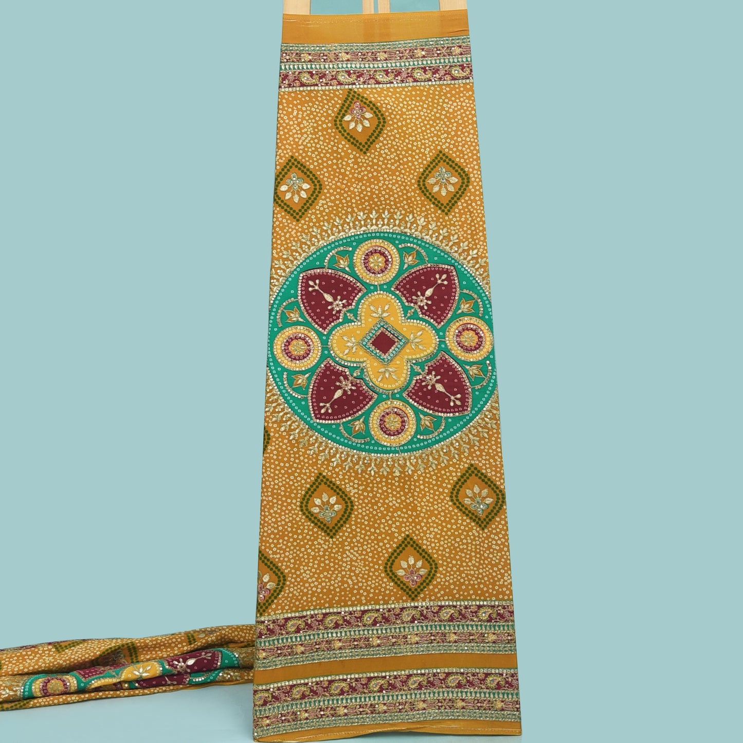 Crepe Position Print Embroidery Fabric