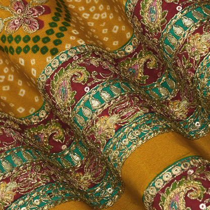 Crepe Position Print Embroidery Fabric
