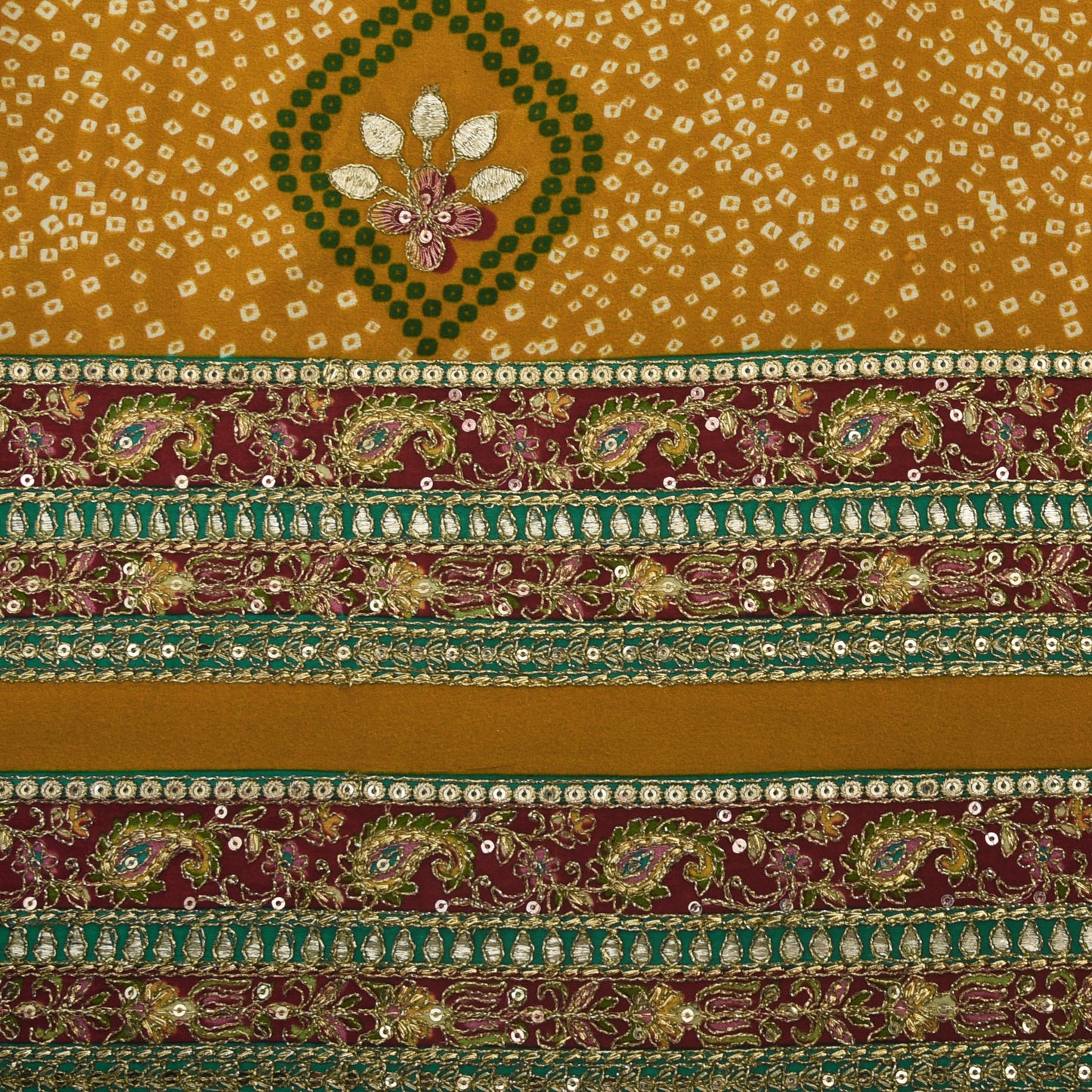 Crepe Position Print Embroidery Fabric
