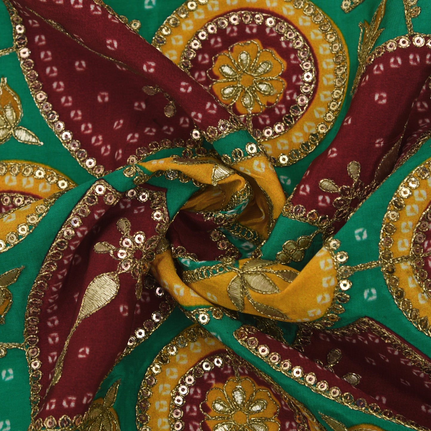 Crepe Position Print Embroidery Fabric