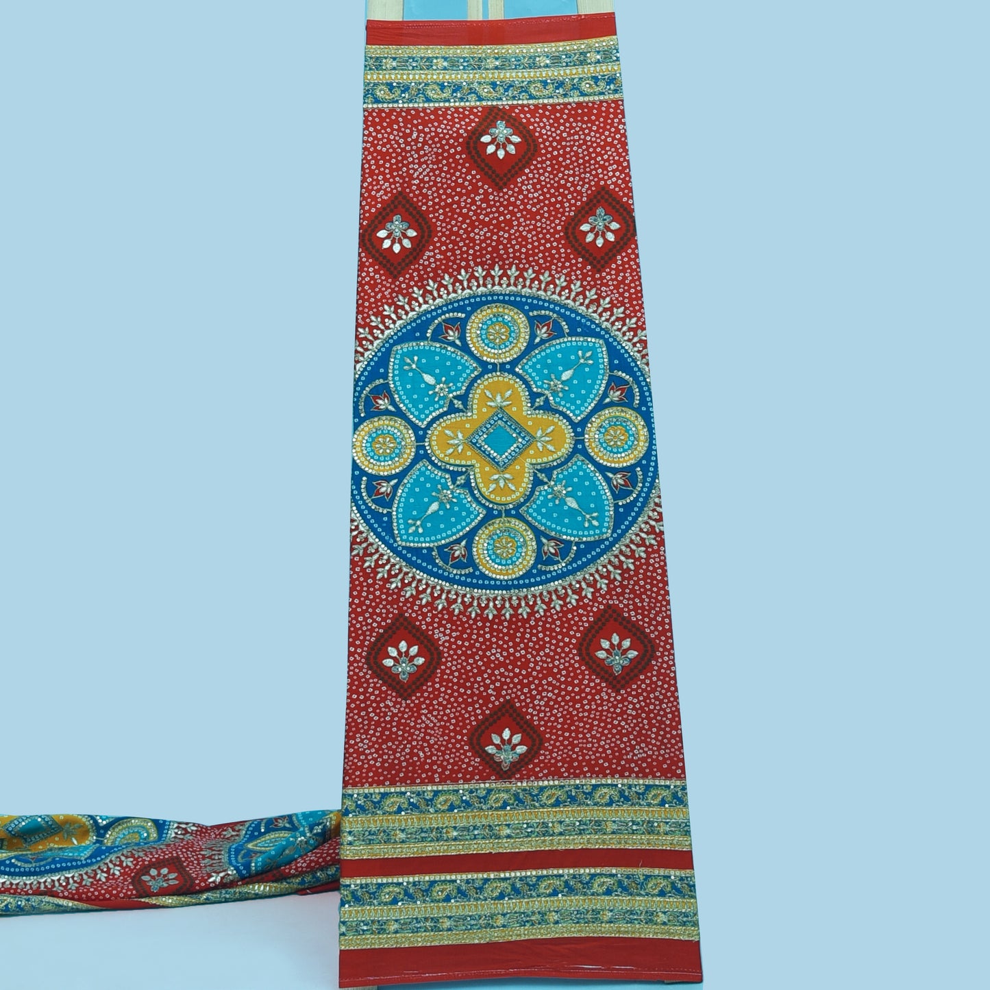 Crepe Position Print Embroidery Fabric