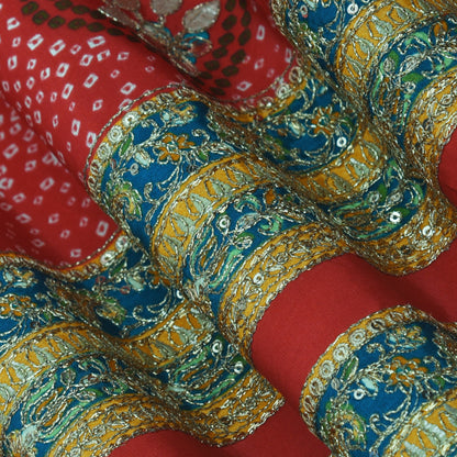 Crepe Position Print Embroidery Fabric