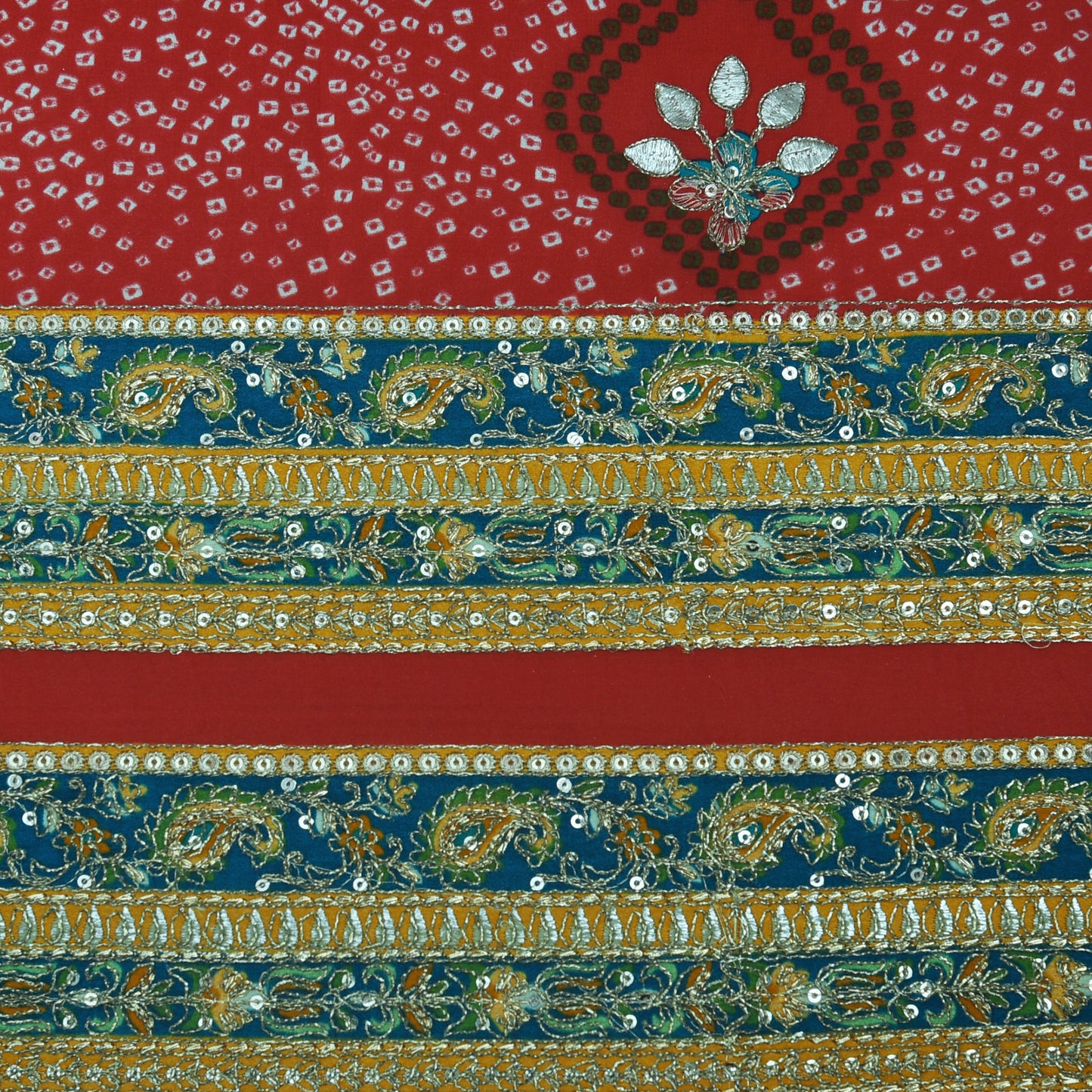 Crepe Position Print Embroidery Fabric