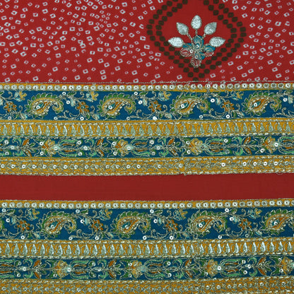 Crepe Position Print Embroidery Fabric