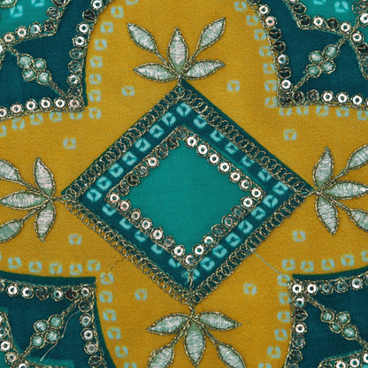 Crepe Position Print Embroidery Fabric