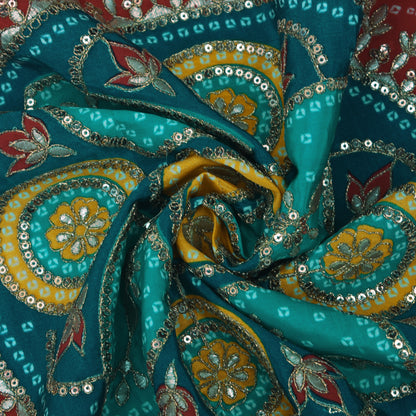 Crepe Position Print Embroidery Fabric