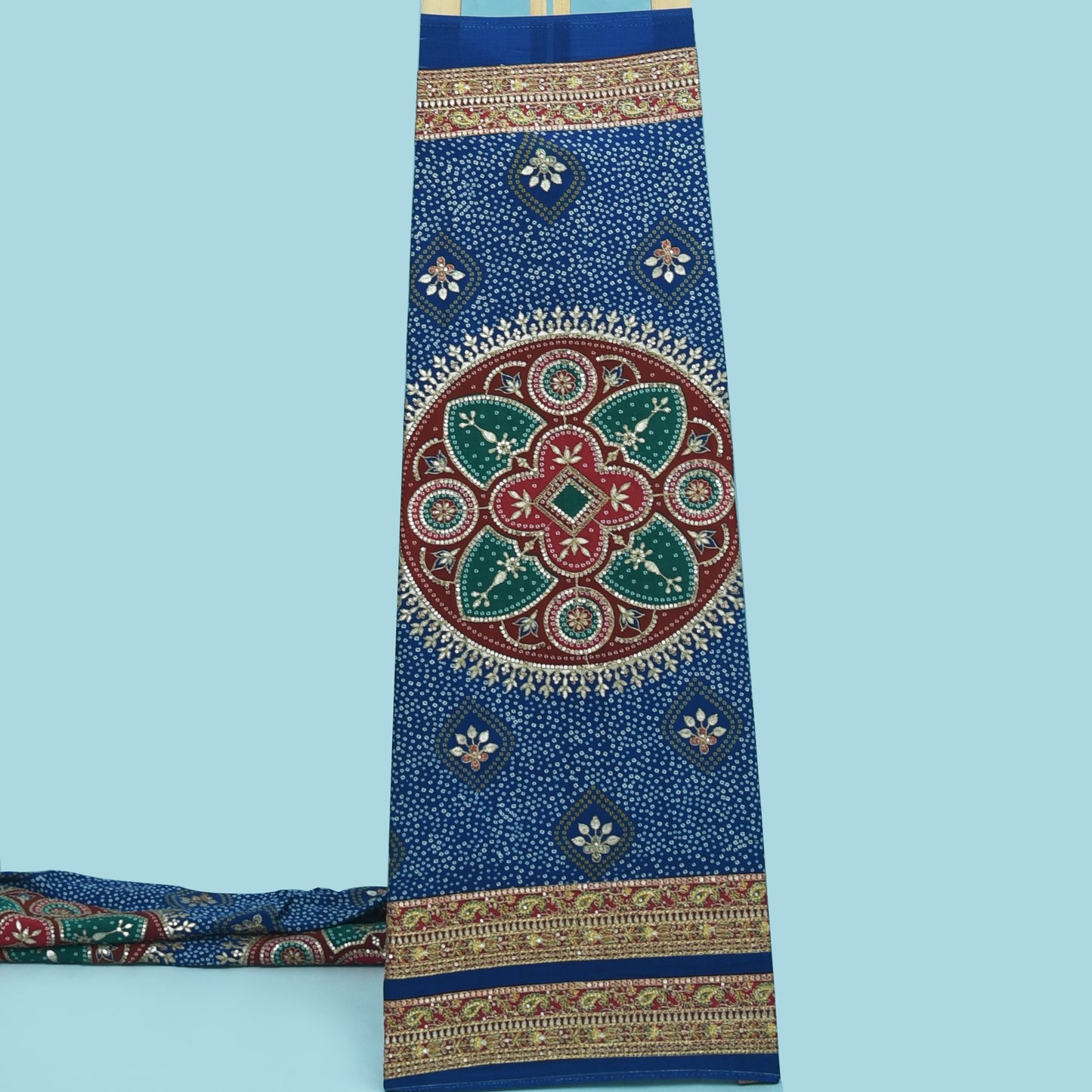 Crepe Position Print Embroidery Fabric