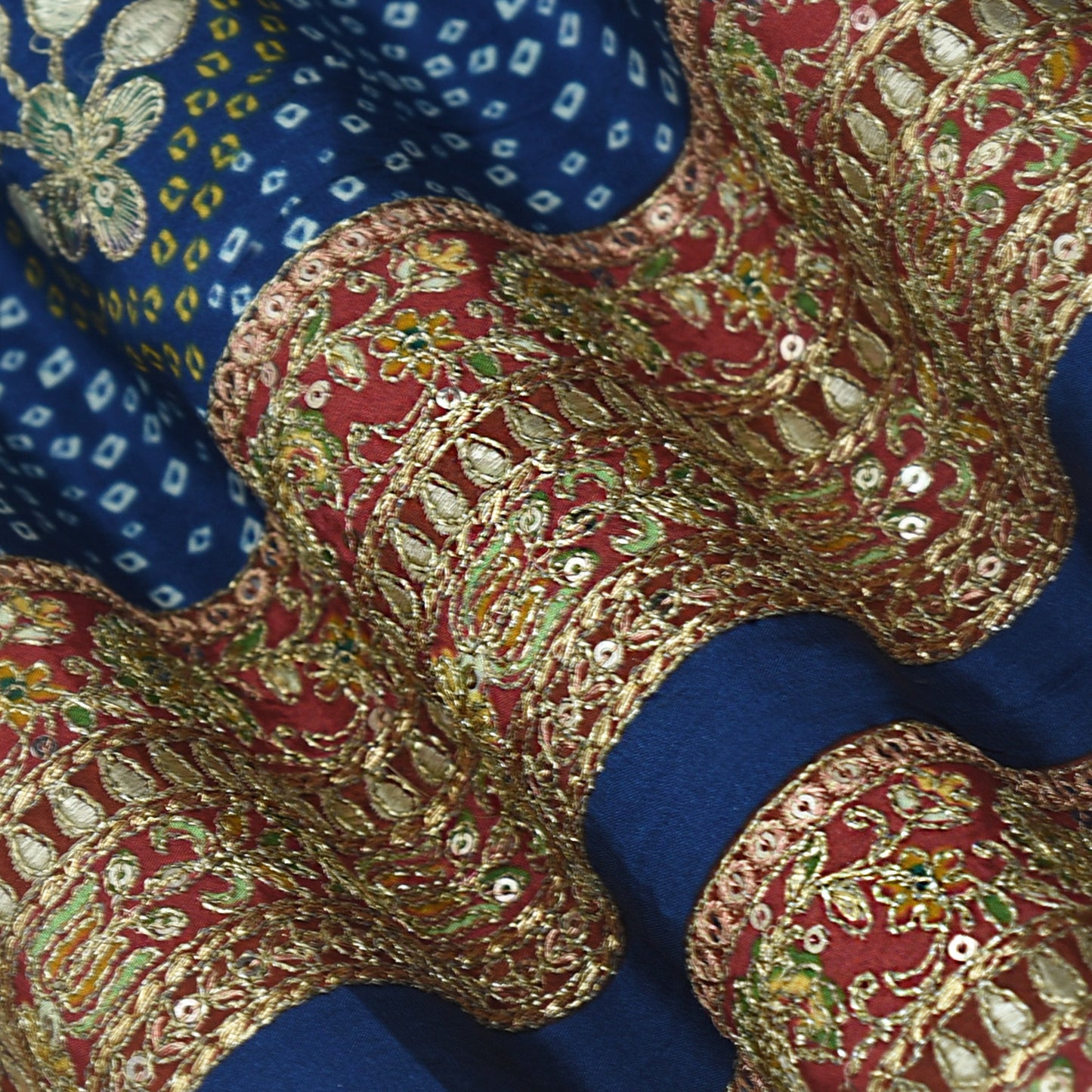 Crepe Position Print Embroidery Fabric