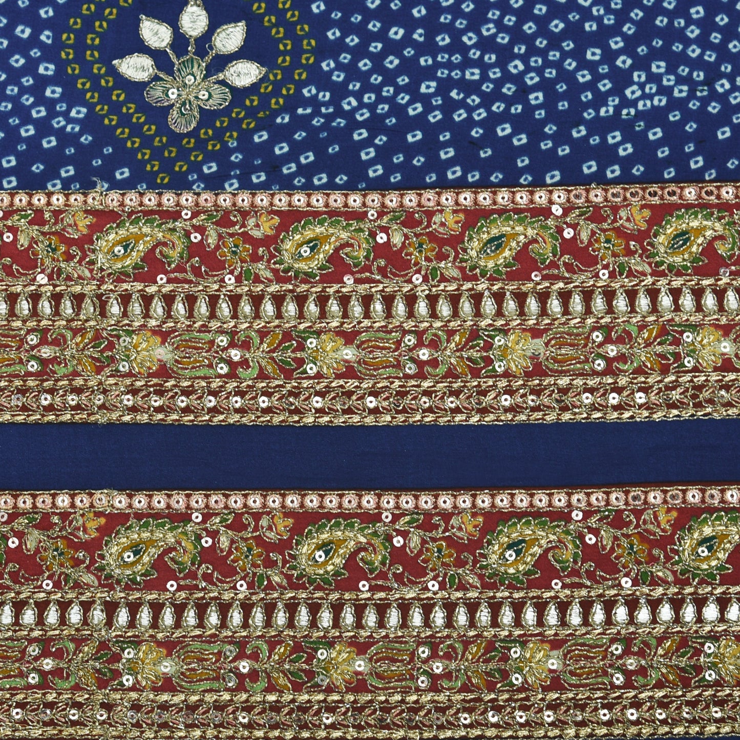 Crepe Position Print Embroidery Fabric