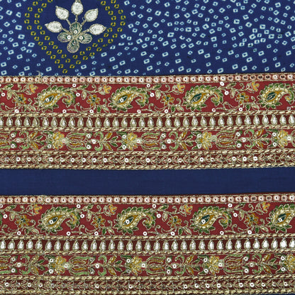 Crepe Position Print Embroidery Fabric