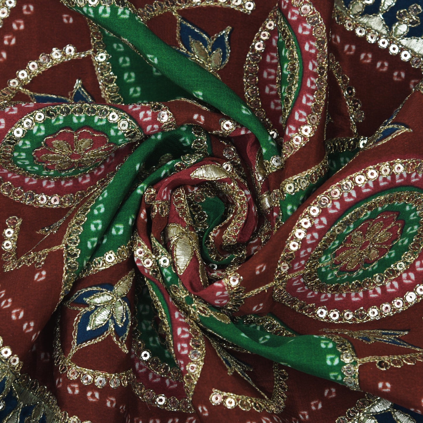 Crepe Position Print Embroidery Fabric