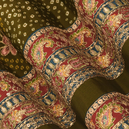 Crepe Position Print Embroidery Fabric