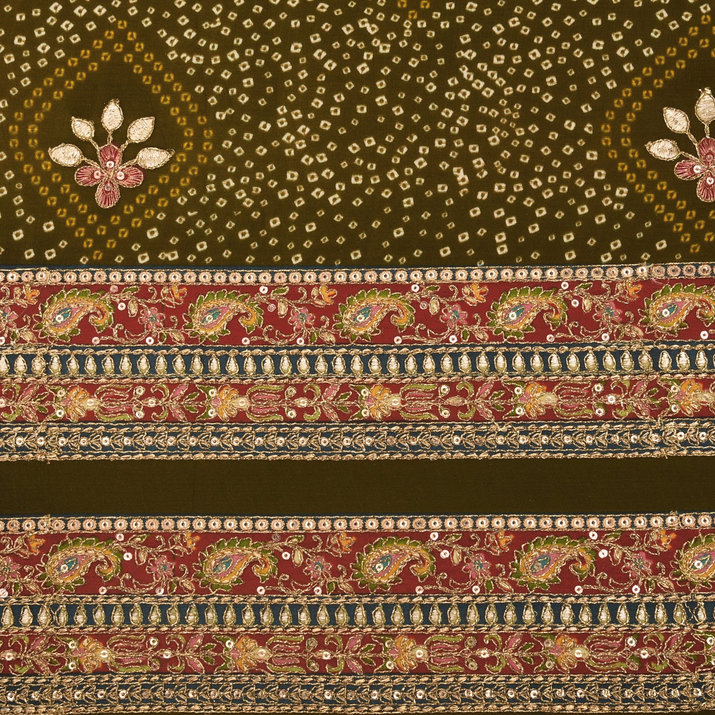 Crepe Position Print Embroidery Fabric