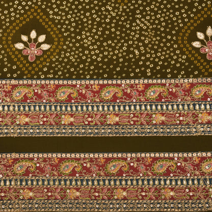 Crepe Position Print Embroidery Fabric