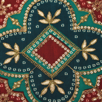 Crepe Position Print Embroidery Fabric