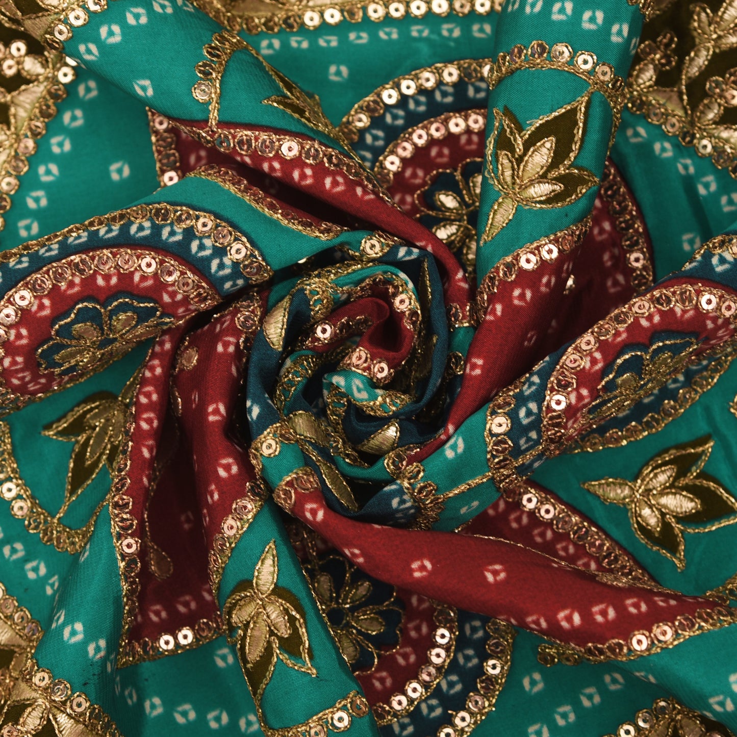 Crepe Position Print Embroidery Fabric